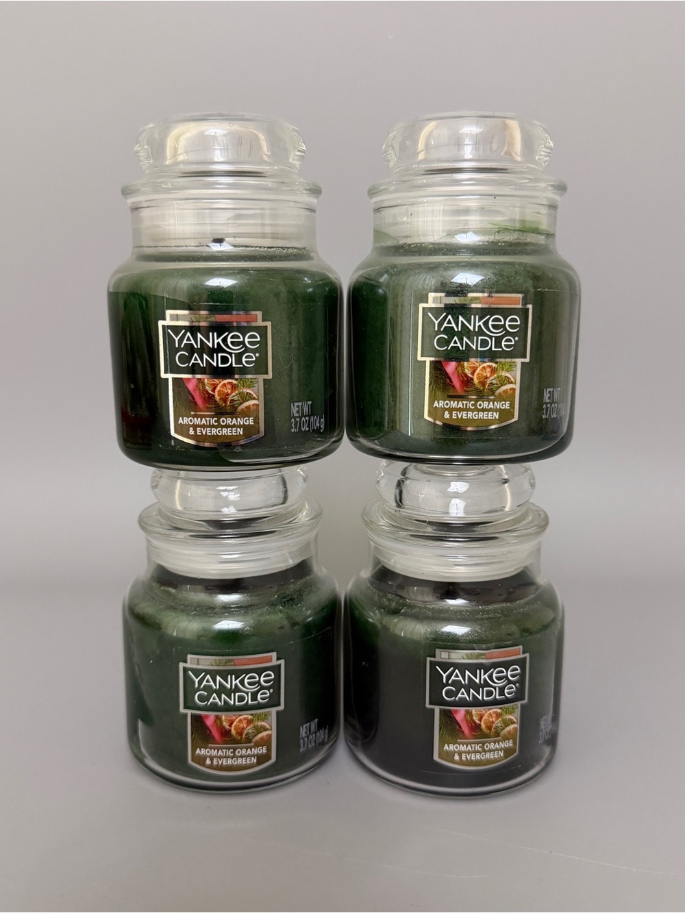 Lot of 4 Yankee Candle Aromatic Orange & Evergreen Small Jar 3.7 oz Discontinued